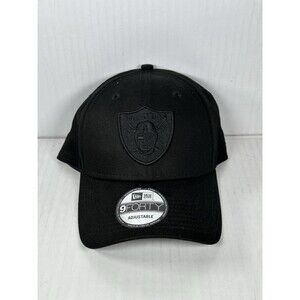New Era Las Vegas Raiders 9FORTY Adjustable Strapback Hat Cap Black On Black NWT